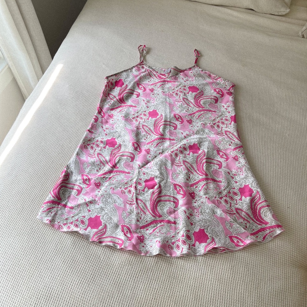 Pink Paisley Mini Slip Dress